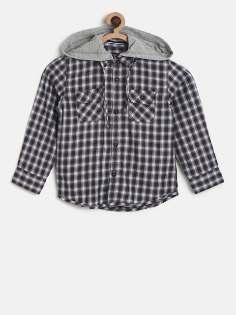 

SCULLERS Boys Multicolour Regular Fit Checked Casual Shirt, White