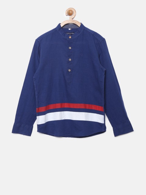 

SCULLERS Boys Blue Regular Fit Solid Casual Shirt
