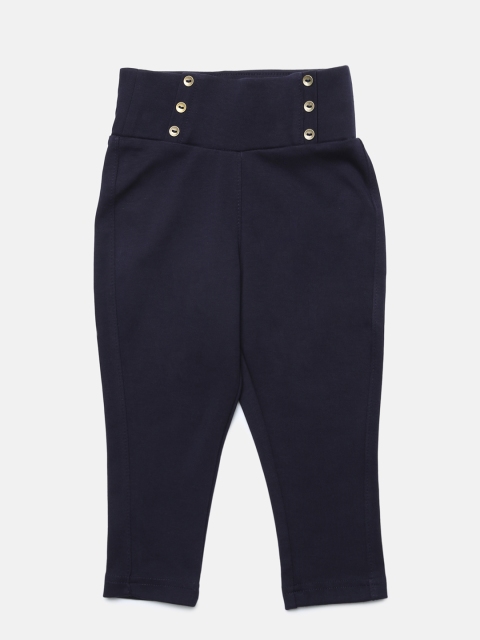 

SCULLERS Girls Navy Blue Regular Fit Solid Regular Trousers