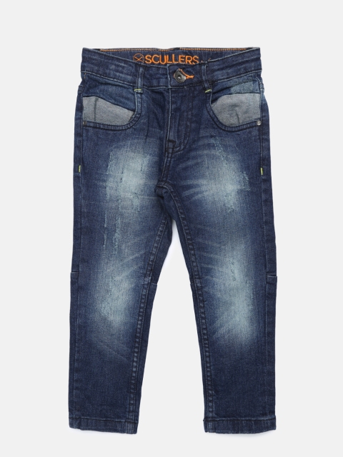 

SCULLERS Boys Blue Regular Fit Mid-Rise Clean Look Jeans