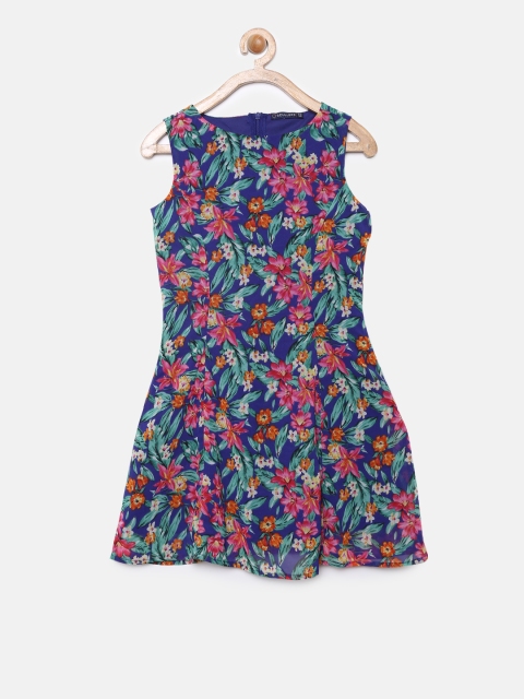 

SCULLERS Girls Multicoloured Printed A-Line Dress, Multi