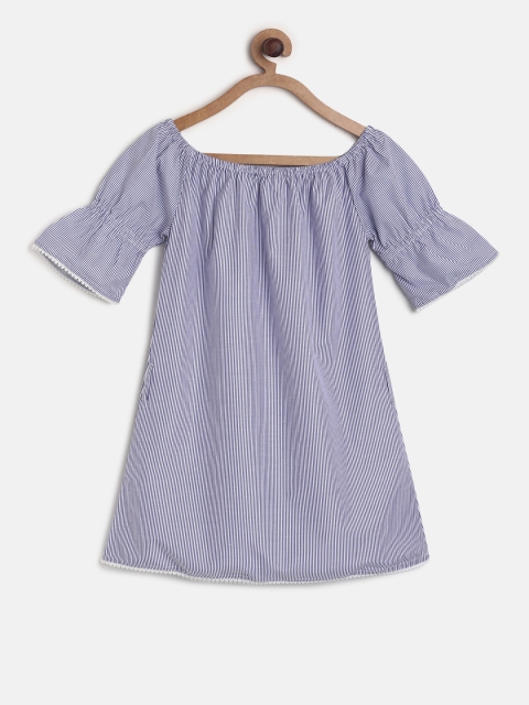 

SCULLERS Girls Blue Striped A-Line Dress