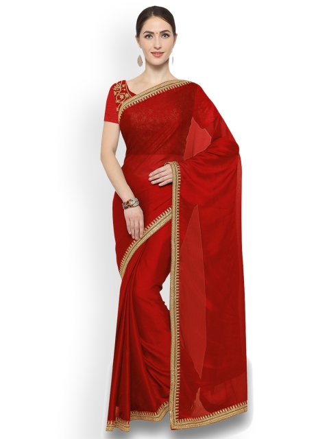 

Saree mall Red Solid Silk Blend Saree