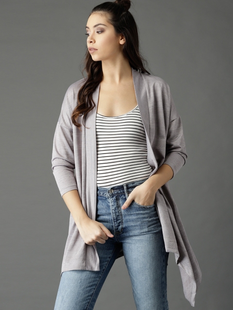 

Roadster Grey Solid Open Front Shrug