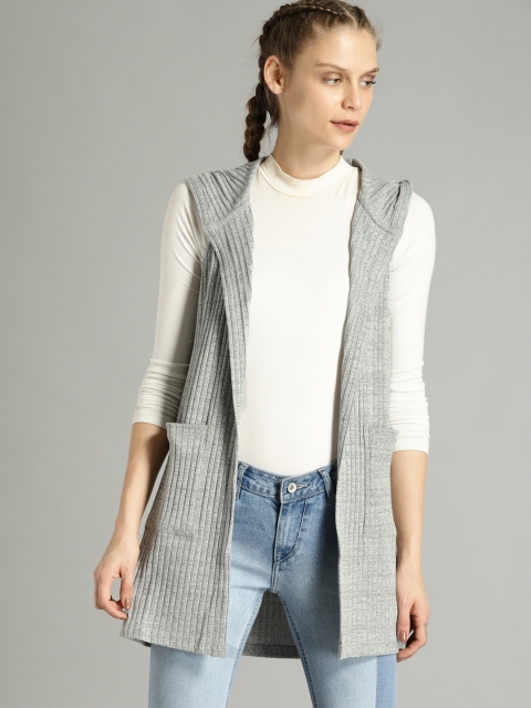 

Roadster Grey Striped Open Front Shrug