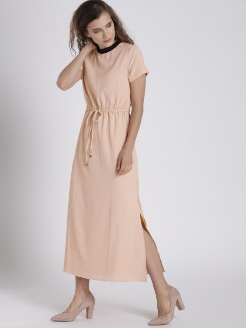 

Chemistry Women Nude-Coloured Solid A-Line Midi Dress