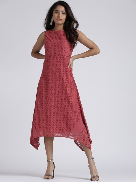 

Chemistry Women Maroon Lace A-Line Dress