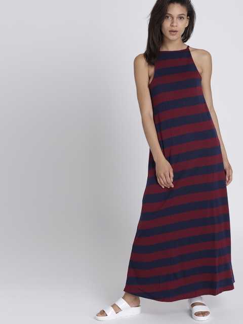 

Chemistry Women Maroon Striped Maxi Dress