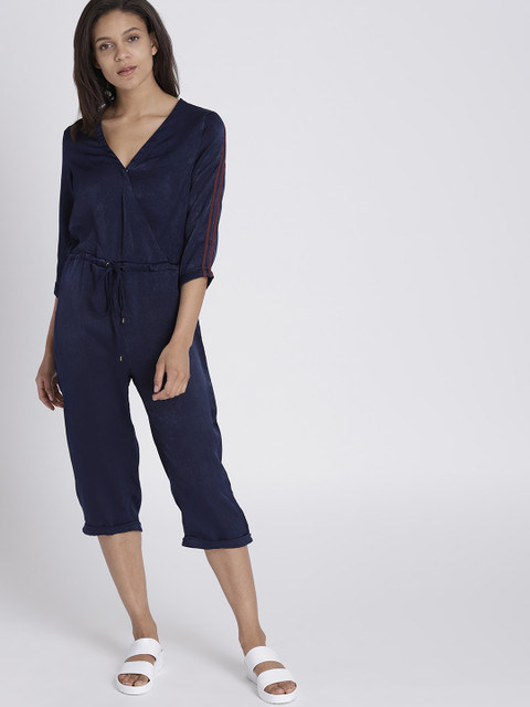 

Chemistry Navy Blue Solid Basic Jumpsuit