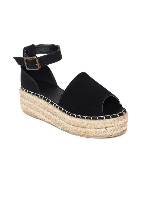 

Superdry Women Black Solid Anna Peep Toed Flatform