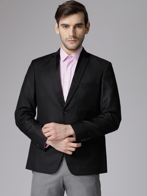

True Blue Black Single-Breasted Slim Fit Formal Blazer