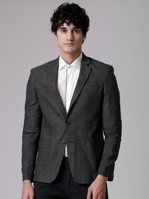 

True Blue Grey Slim Fit Single-Breasted Casual Blazer