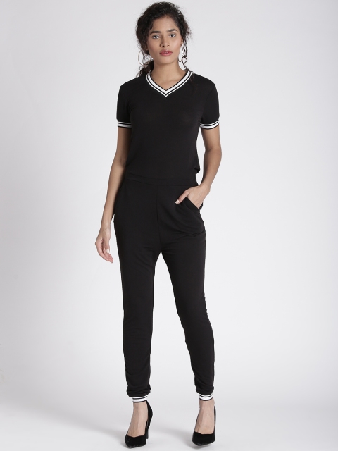 

Splash Black Solid Basic Jumpsuit