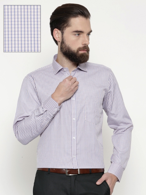 

RG DESIGNERS Men Blue & Peach Slim Fit Checked Formal Shirt