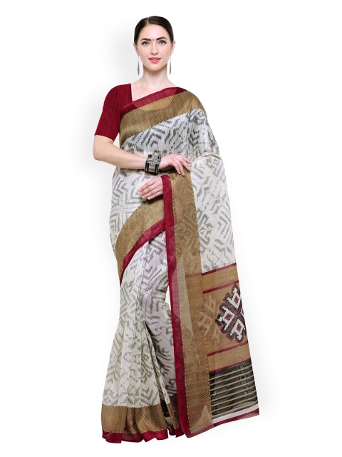 

Satrani Off-White & Beige Art Silk Printed Saree