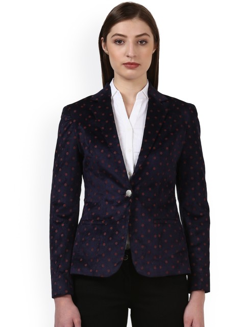 

Park Avenue Women Blue Single Breasted Blazer