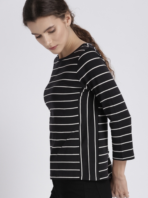 

Chemistry Women Black Striped T-shirt