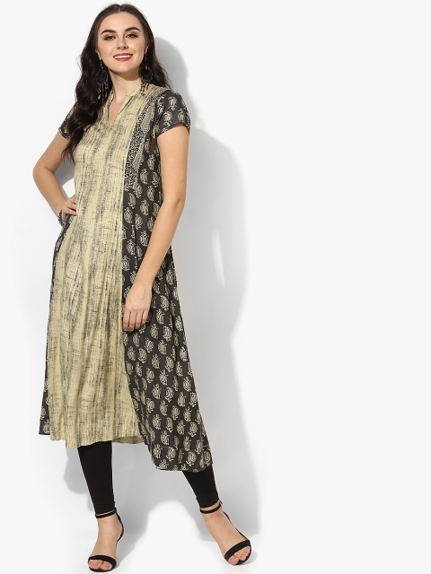 

Sangria Women Olive Green Printed A-Line Kurta