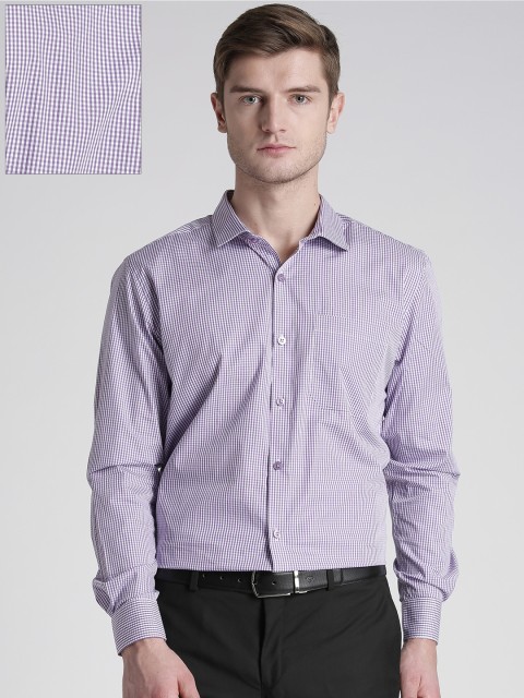 

Splash Men Purple & White Tailored Fit Checked Formal Shirt
