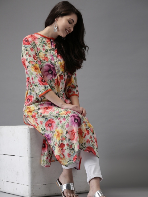 

HERE&NOW Digital Printed Multi-toned Floral Kurta
