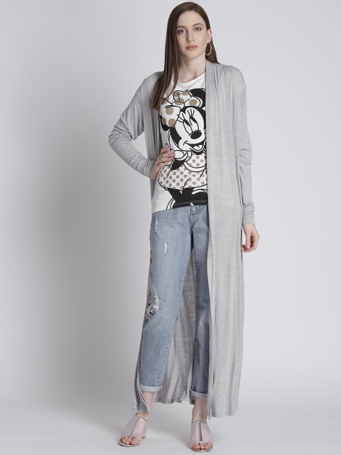 

Splash Grey Melange Longline Open Front Shrug