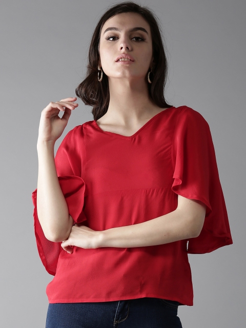 

Moda Rapido Women Red Solid Cape Top