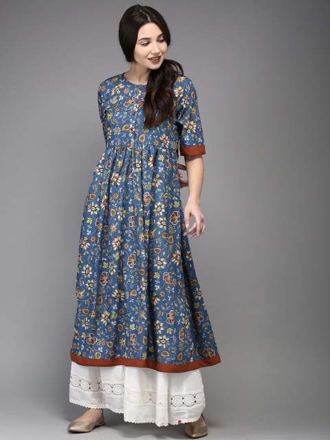 

Moda Rapido Women Blue Printed A-Line Kurta