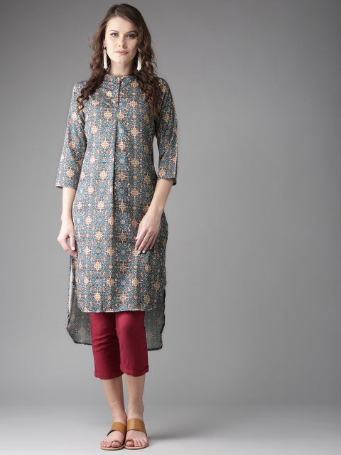 

Moda Rapido Women Blue & Beige Ethnic Print Straight Kurta