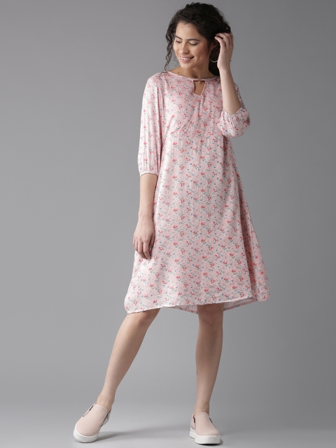 

HERE&NOW Women Pink Printed A-Line Dress