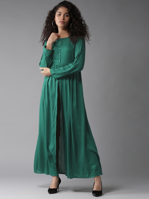 

HERE&NOW Women Green Solid Maxi Top