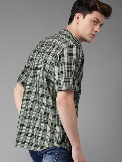 

Moda Rapido Men Grey & Black Regular Fit Checked Casual Shirt