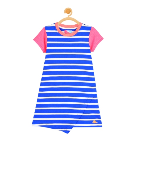 

Cherry Crumble Girls Blue& White Striped A-Line Dress