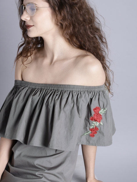 

Kook N Keech Women Grey Off-Shoulder Dress