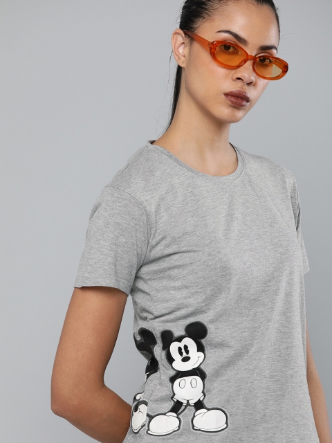 

Kook N Keech Disney Women Grey Mickey Mouse Printed Round Neck T-shirt