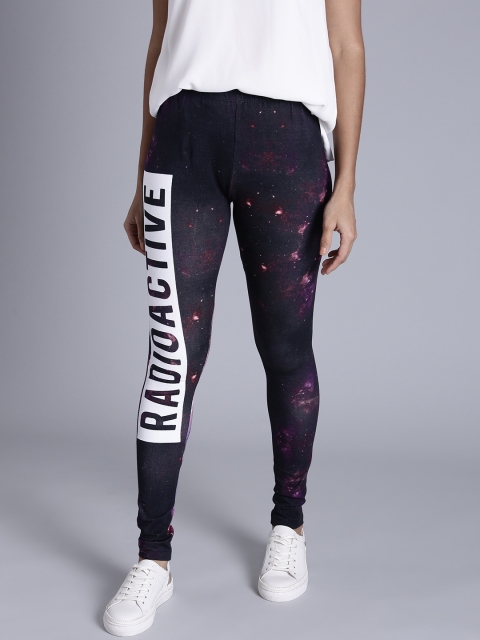 

Kook N Keech Navy Blue & Purple Printed Leggings