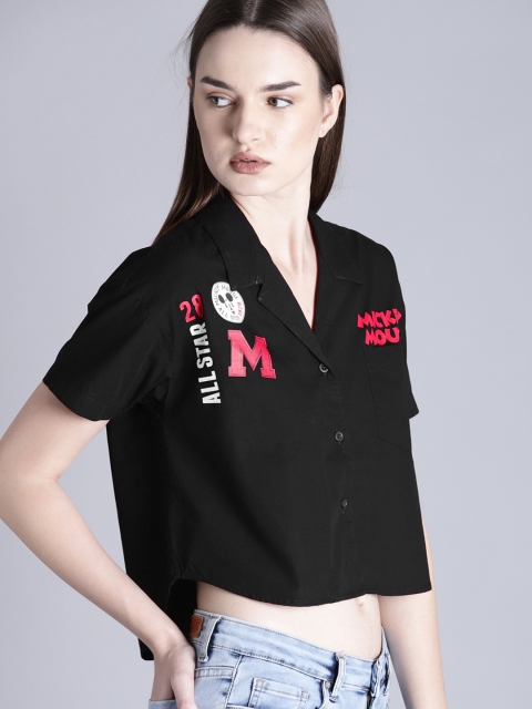 

Kook N Keech Disney Women Black Printed Shirt Style Top