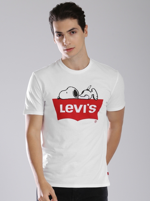 

Levis Men White Printed Round Neck T-shirt