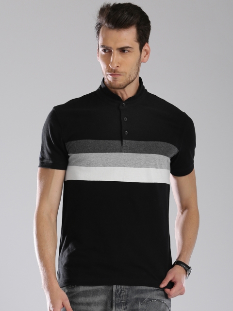 

Levis Men Black Striped Polo Collar T-shirt