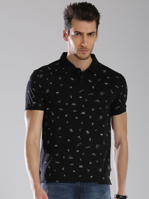 

Levis Men Black Printed Polo Collar T-shirt