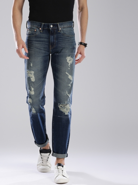

Levis Men Blue 511 Slim Fit Low-Rise Highly Distressed Stretchable Jeans
