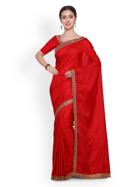 

Saree mall Red Embellished Silk Blend Saree