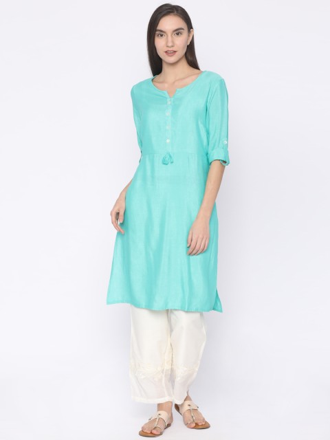 

AKKRITI BY PANTALOONS Women Blue Solid A-Line Kurta