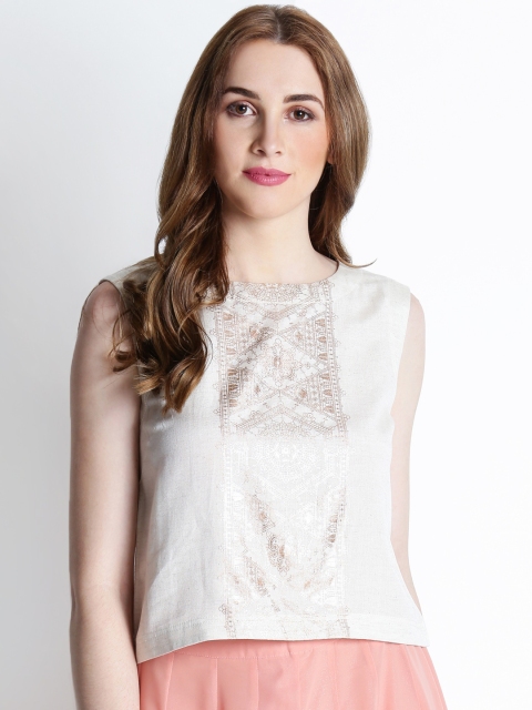 

AKKRITI BY PANTALOONS Women Beige Printed Top