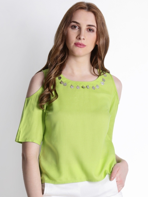 

AKKRITI BY PANTALOONS Women Lime Green Solid Top