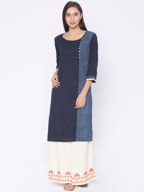 

RANGMANCH BY PANTALOONS Women Navy Printed Straight Kurta, Navy blue