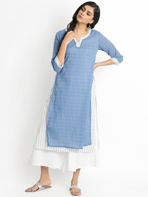 

RANGMANCH BY PANTALOONS Women Blue Printed A-Line Kurta