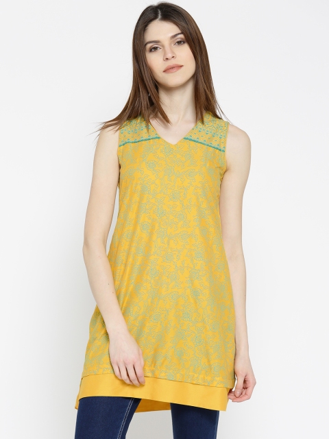 

Rangriti Women Yellow Printed A-Line Top