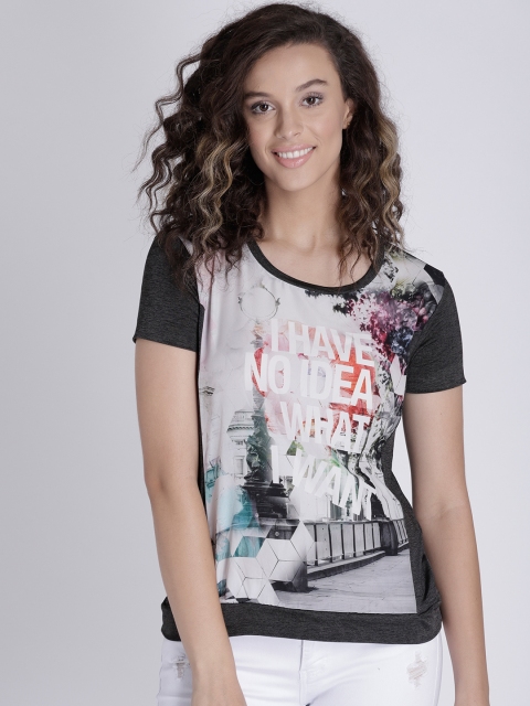 

Splash Women Charcoal Grey Printed Top