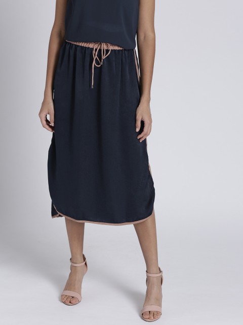 

Chemistry Navy Blue Midi Straight Skirt