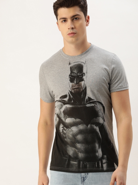 

Splash Men Grey Melange Slim Fit Batman v Superman Printed Round Neck T-shirt